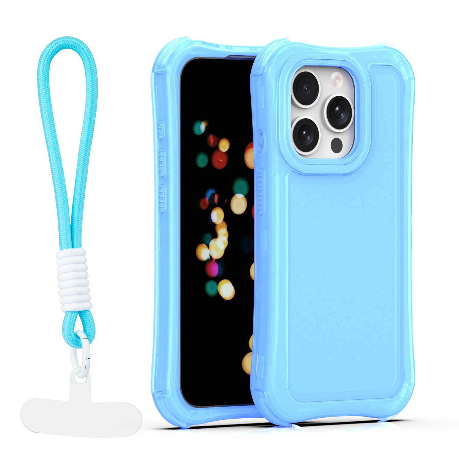 Safepop skal with strap för iPhone 15 Pro blå
