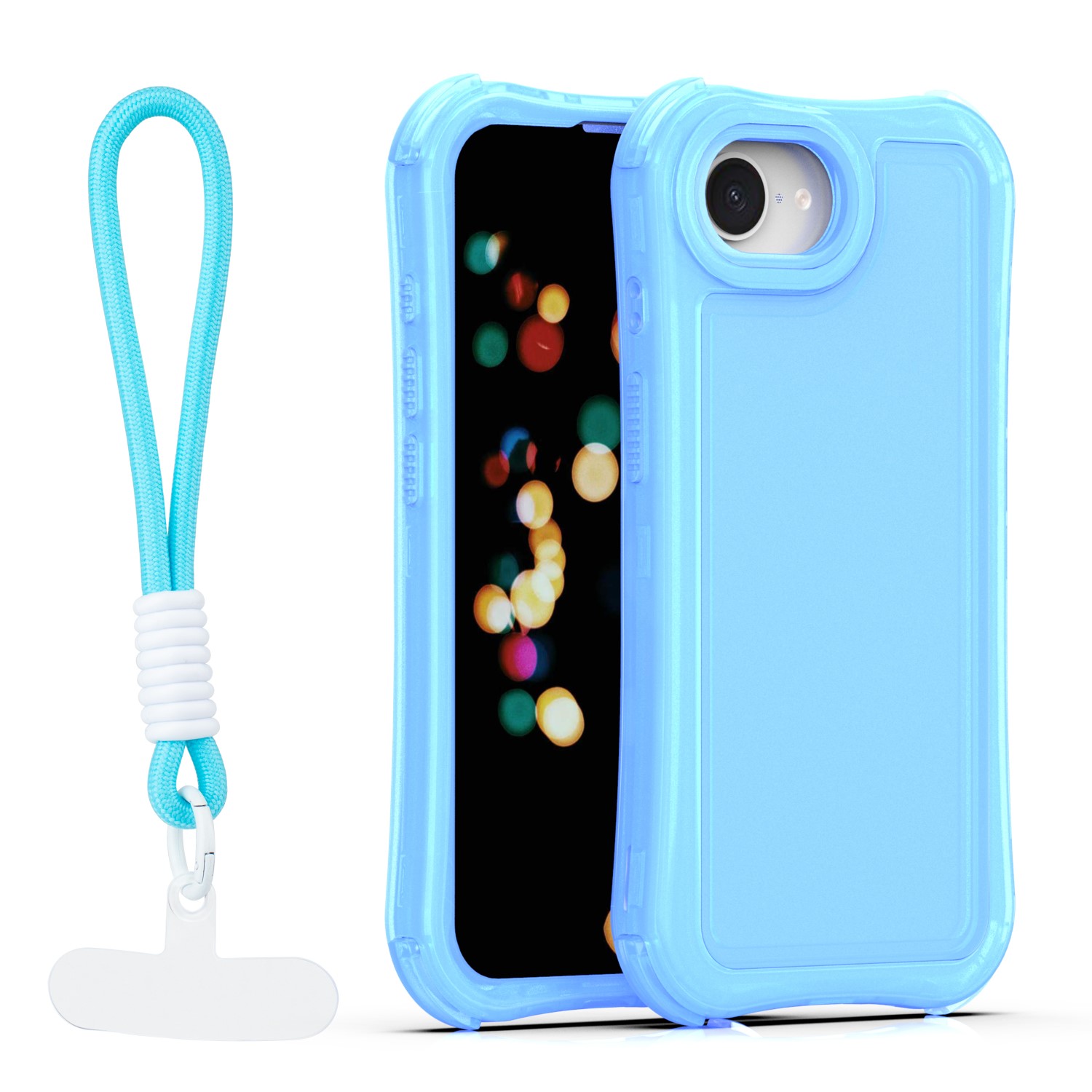 Safepop skal with strap för iPhone 16e / 17e blå