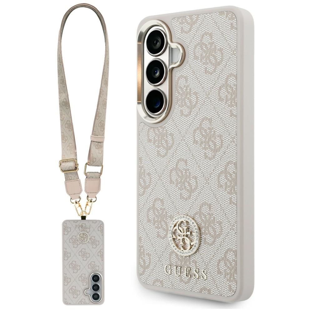 Guess fodral 4G Big Rhinestone Triangle Strap MagSafe för Samsung Galaxy S26 rosa