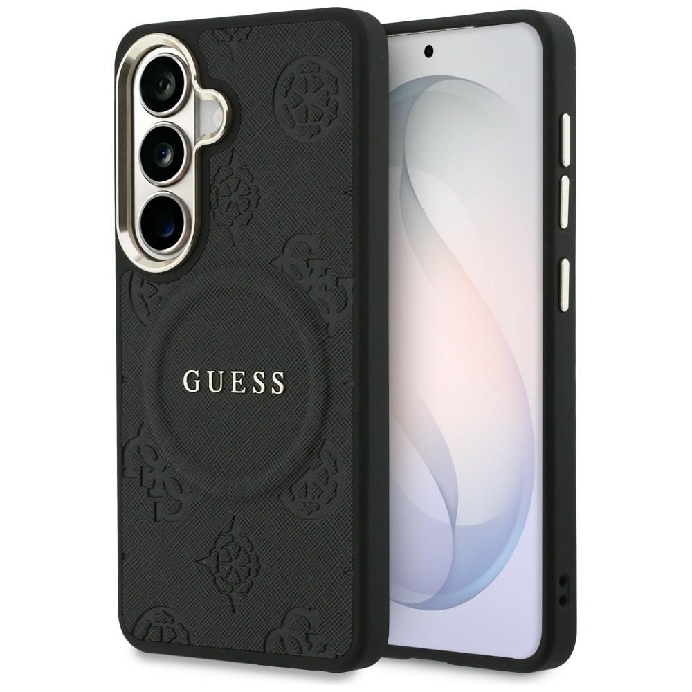 Guess fodral Saffiano Peony Embossed Ring MagSafe för Samsung Galaxy S26 Plus svart