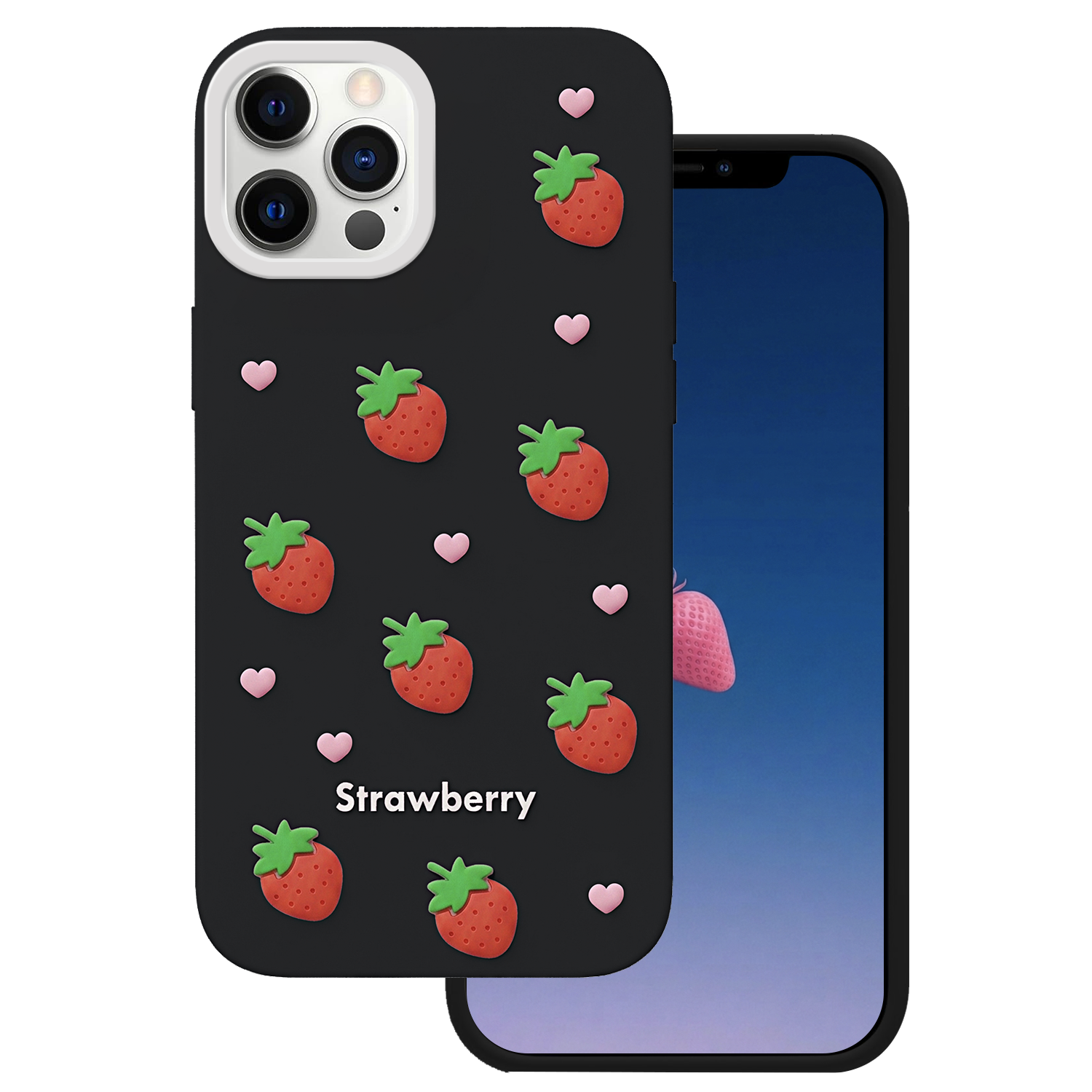 Strawberry skal för iPhone 12 / 12 Pro svart