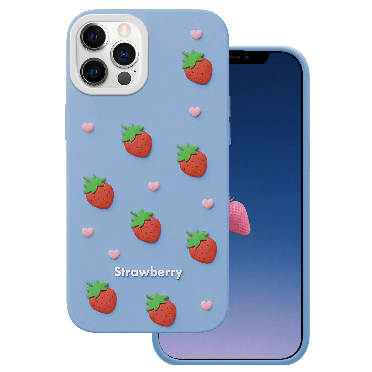 Strawberry skal för iPhone 12 / 12 Pro blå