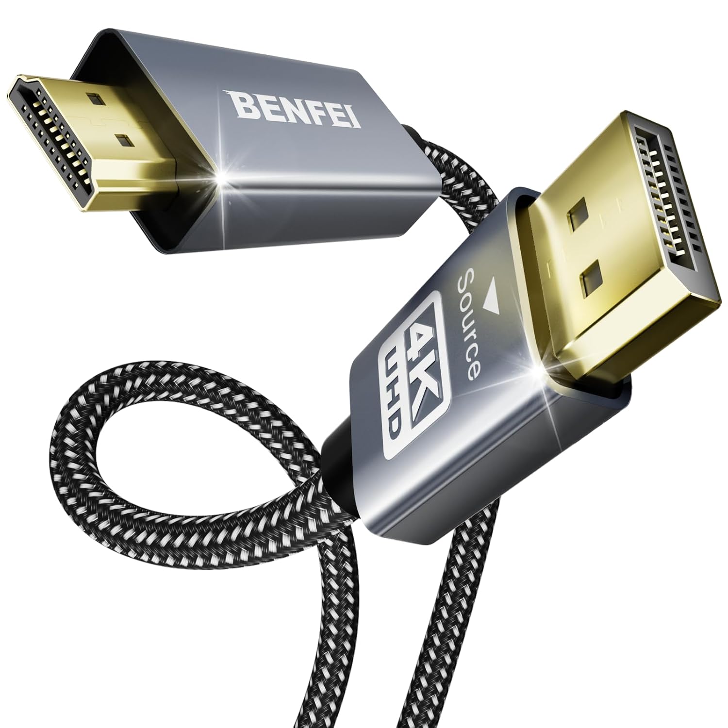 BENFEI kabel DisplayPort 1 2 to HDMI 1 4 4K unidirectional 0,9 m grå