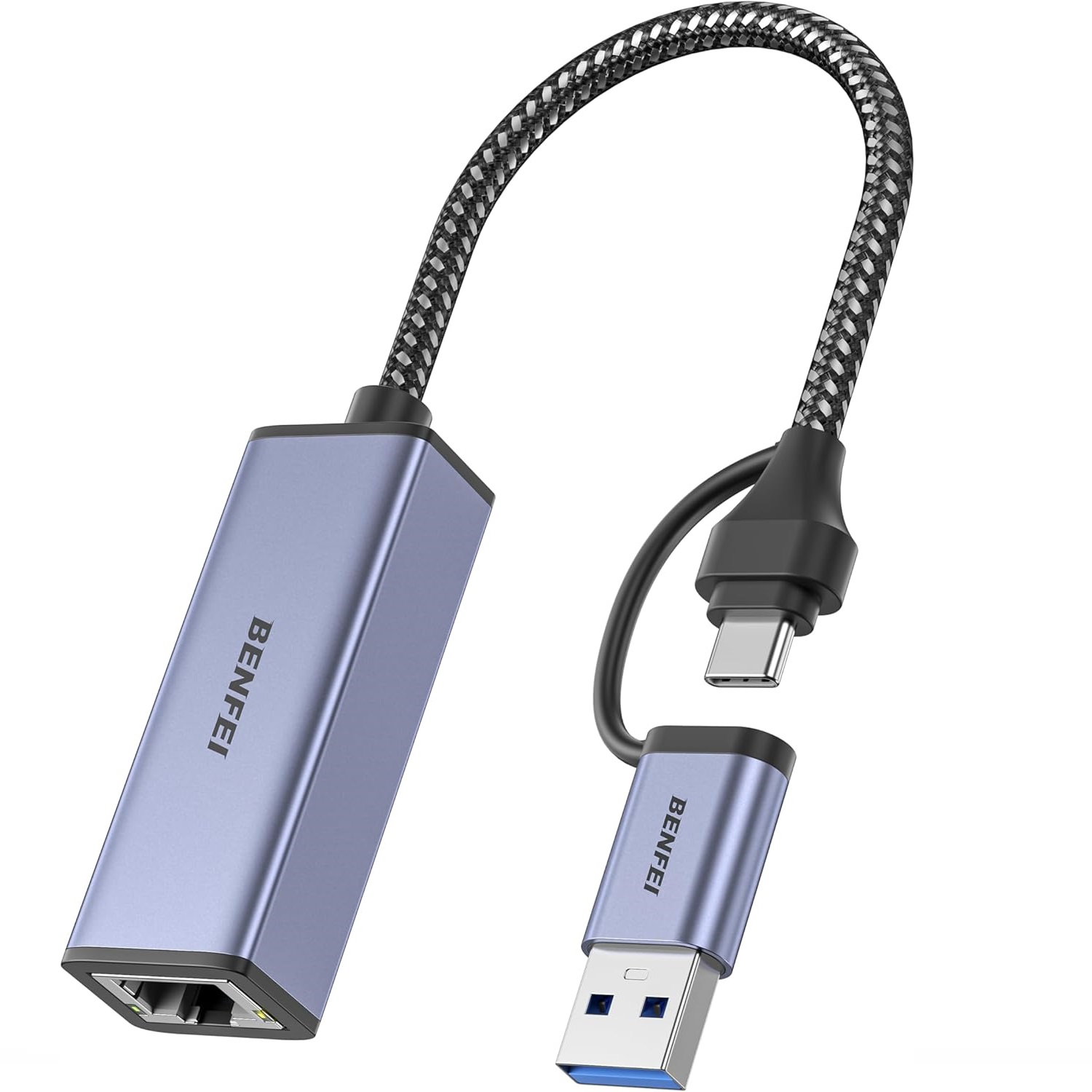 BENFEI adapter USB A USB C to RJ45 USB 3 0 grå