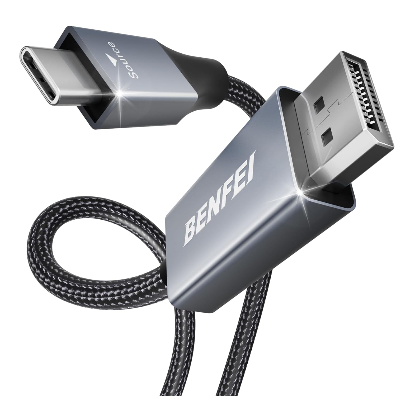 BENFEI kabel USB-C to DisplayPort 0,9 m 8K 60Hz 4K 144Hz grå