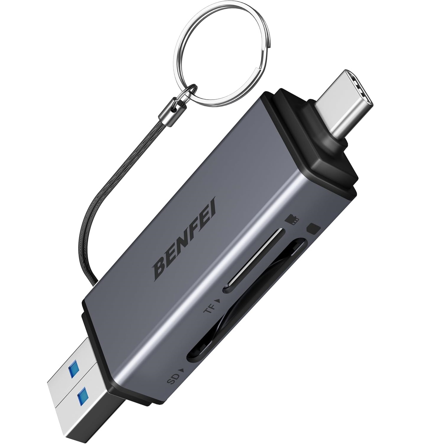 BENFEI card reader 2 in 1 USB-C USB-A 3 0 för SD Micro SD svart
