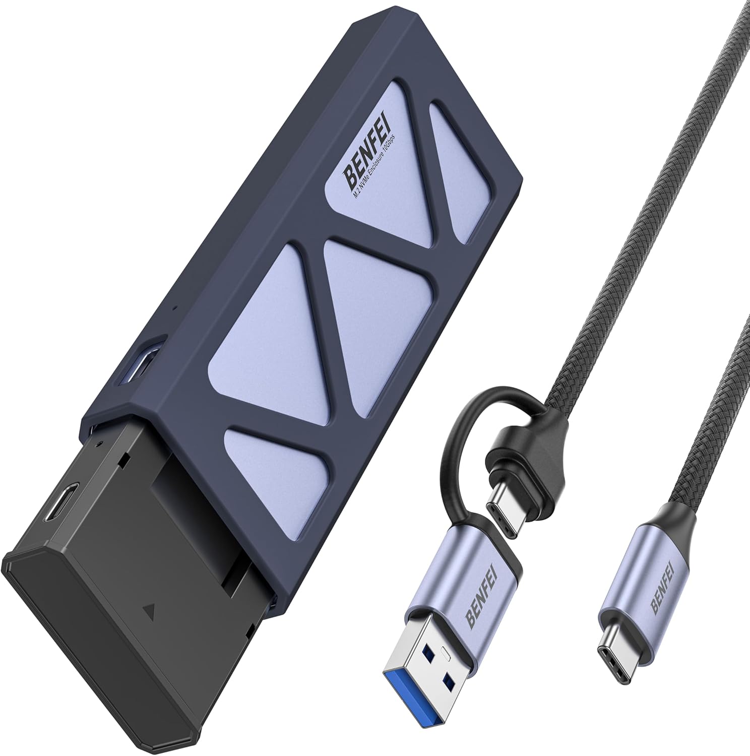BENFEI SSD drive housing M 2 NVMe SSD USB-C USB-A grå