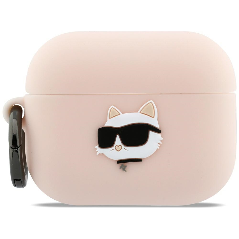 Karl Lagerfeld Silicone Chaupette Head 3D fodral för AirPods Pro 3 rosa