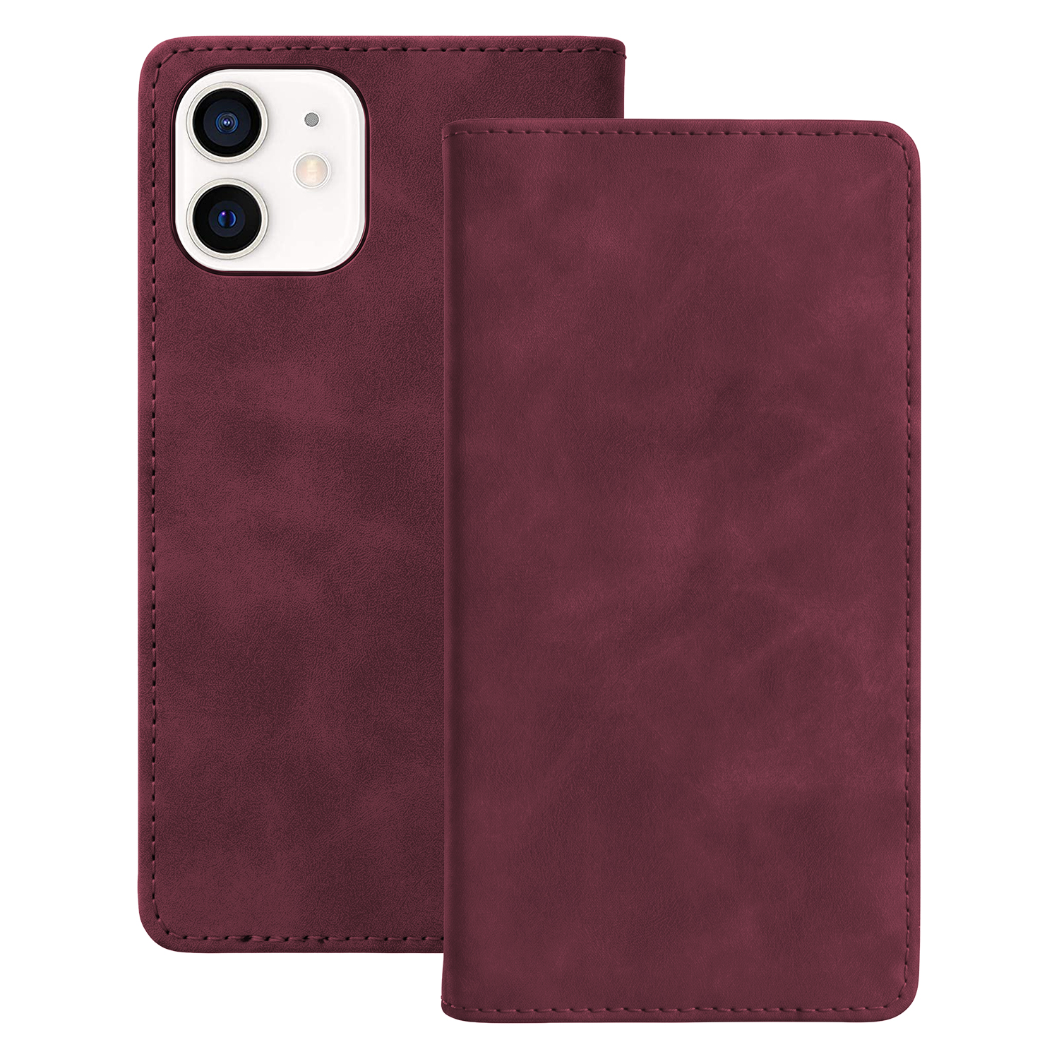 Smart Suede fodral för iPhone 12 / 12 Pro maroon