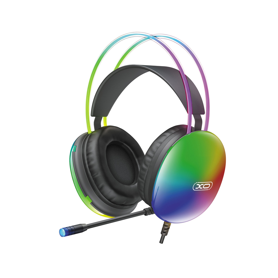 XO wired hörlurar GE11 jack 3,5mm - USB-A svart RGB microphone