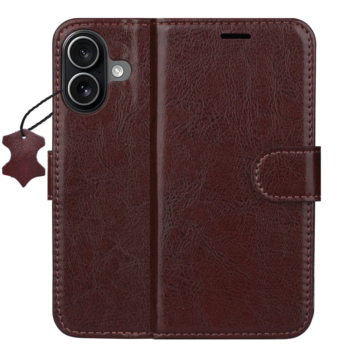 Smart Luxe leather fodral för iPhone 16 brun