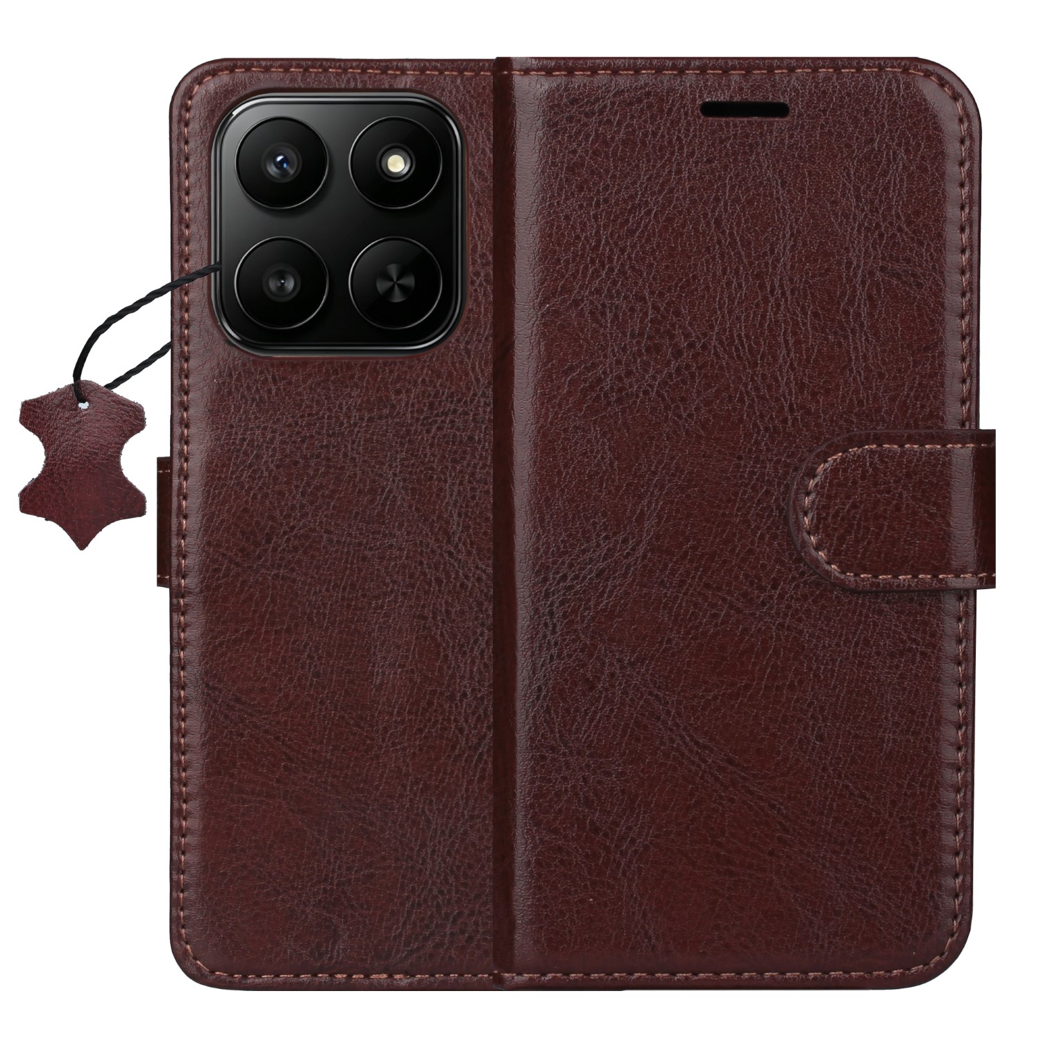 Smart Luxe leather fodral för Motorola Edge 70 Fusion brun