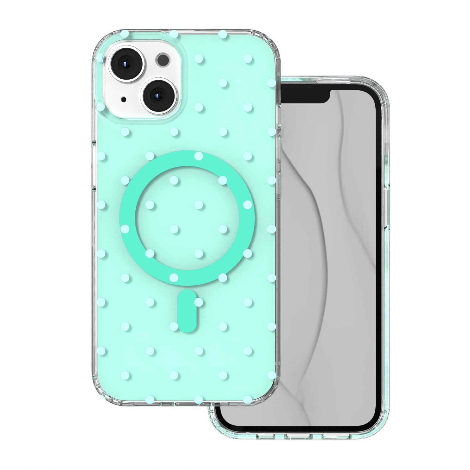 Bubble Dots Mag skal för iPhone 13 / 14 grön