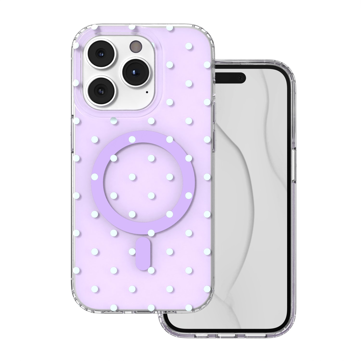 Bubble Dots Mag skal för iPhone 14 Pro lila
