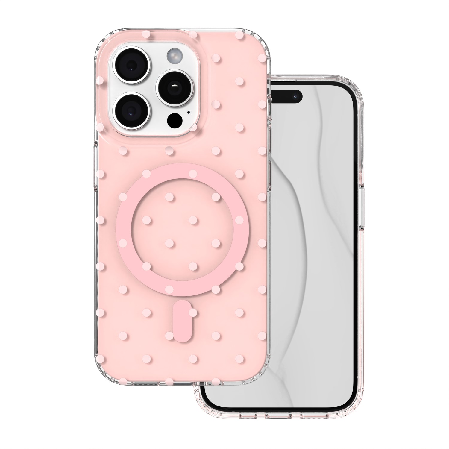 Bubble Dots Mag skal för iphone 15 Pro rosa