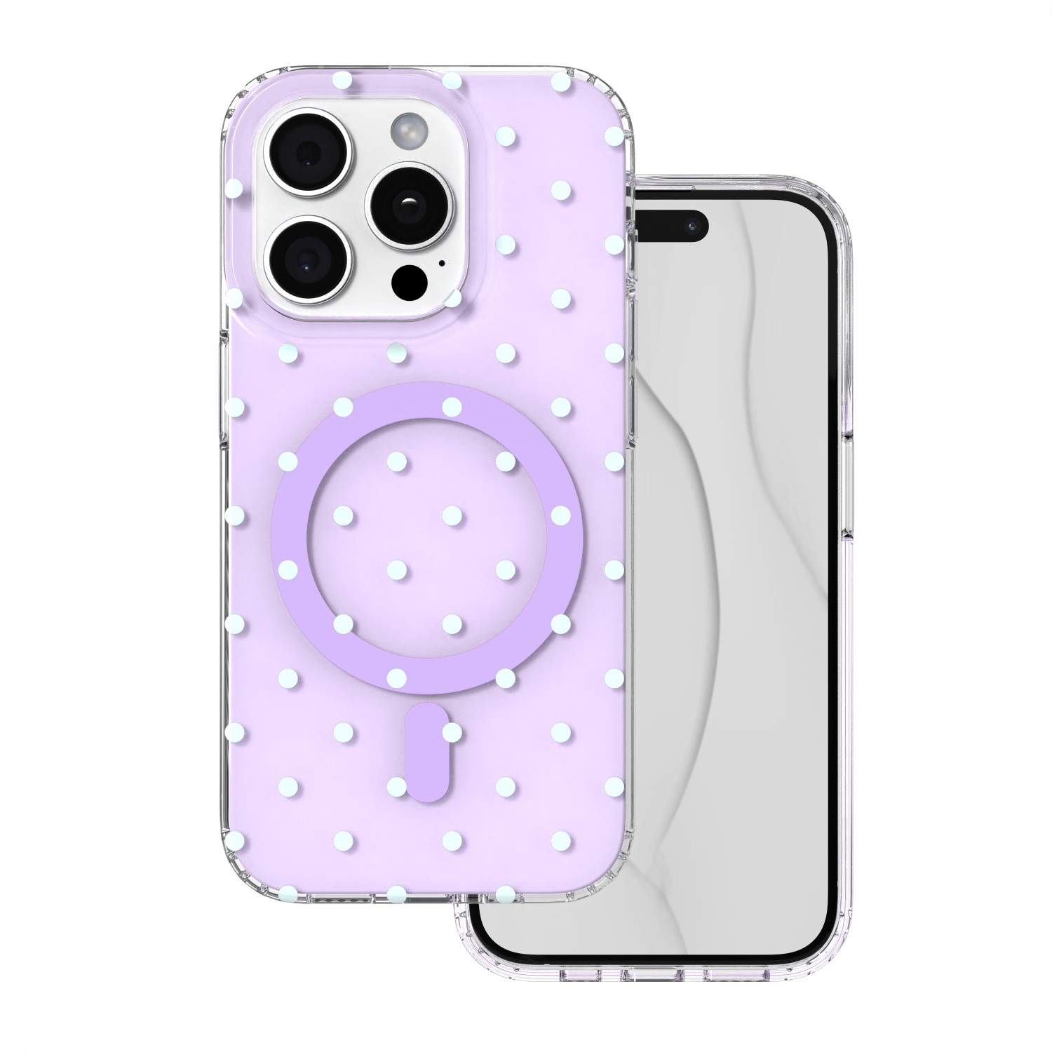 Bubble Dots Mag skal för iphone 15 Pro lila