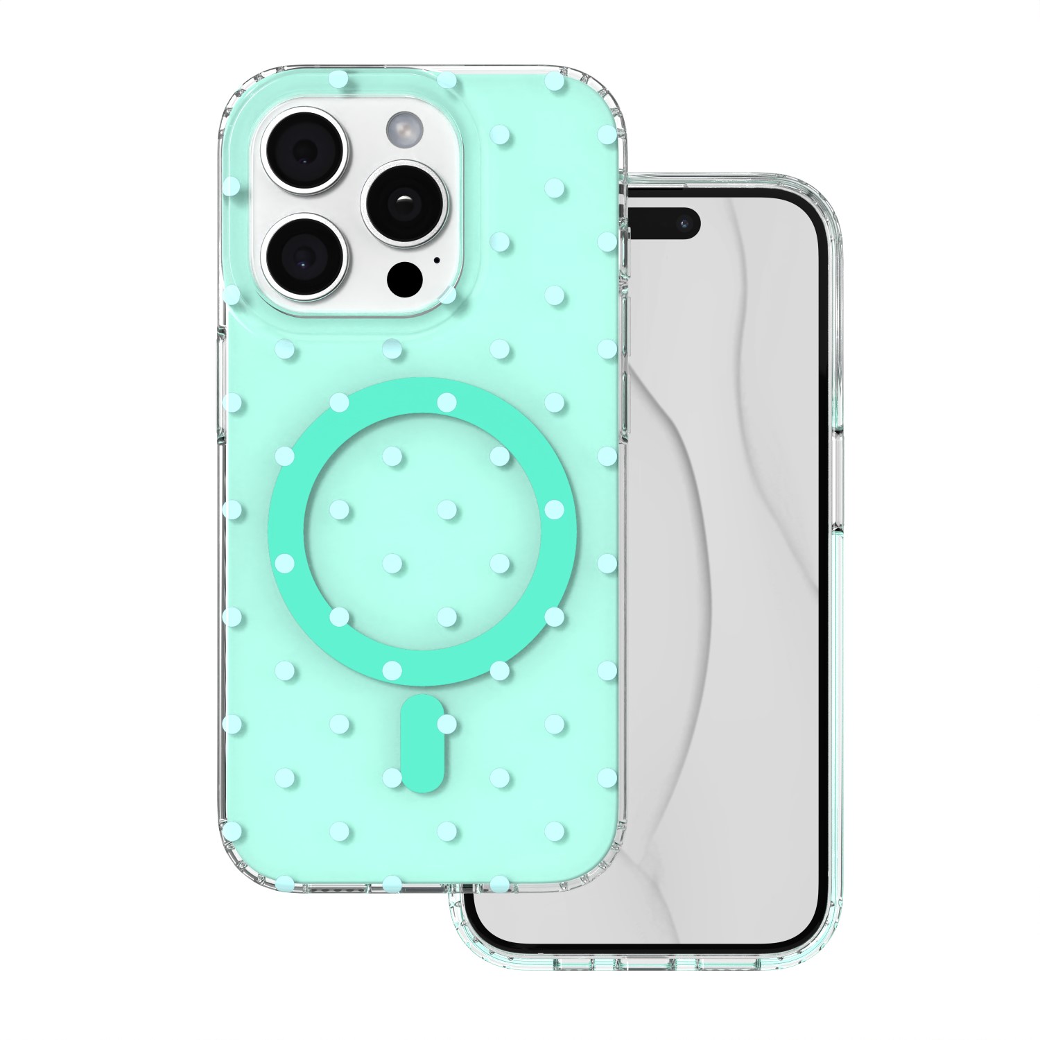 Bubble Dots Mag skal för iphone 15 Pro grön