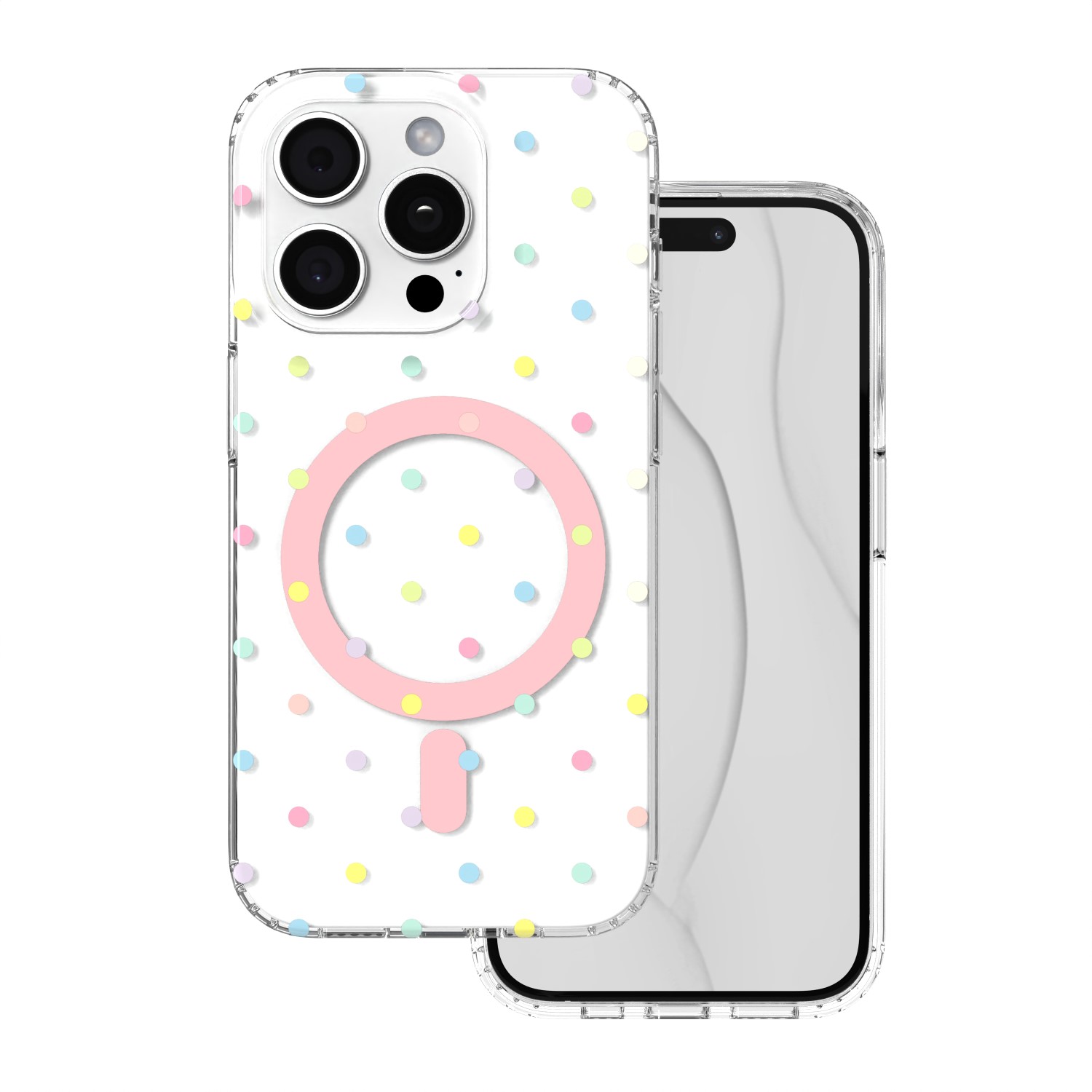Bubble Dots Mag skal för iphone 15 Pro vit