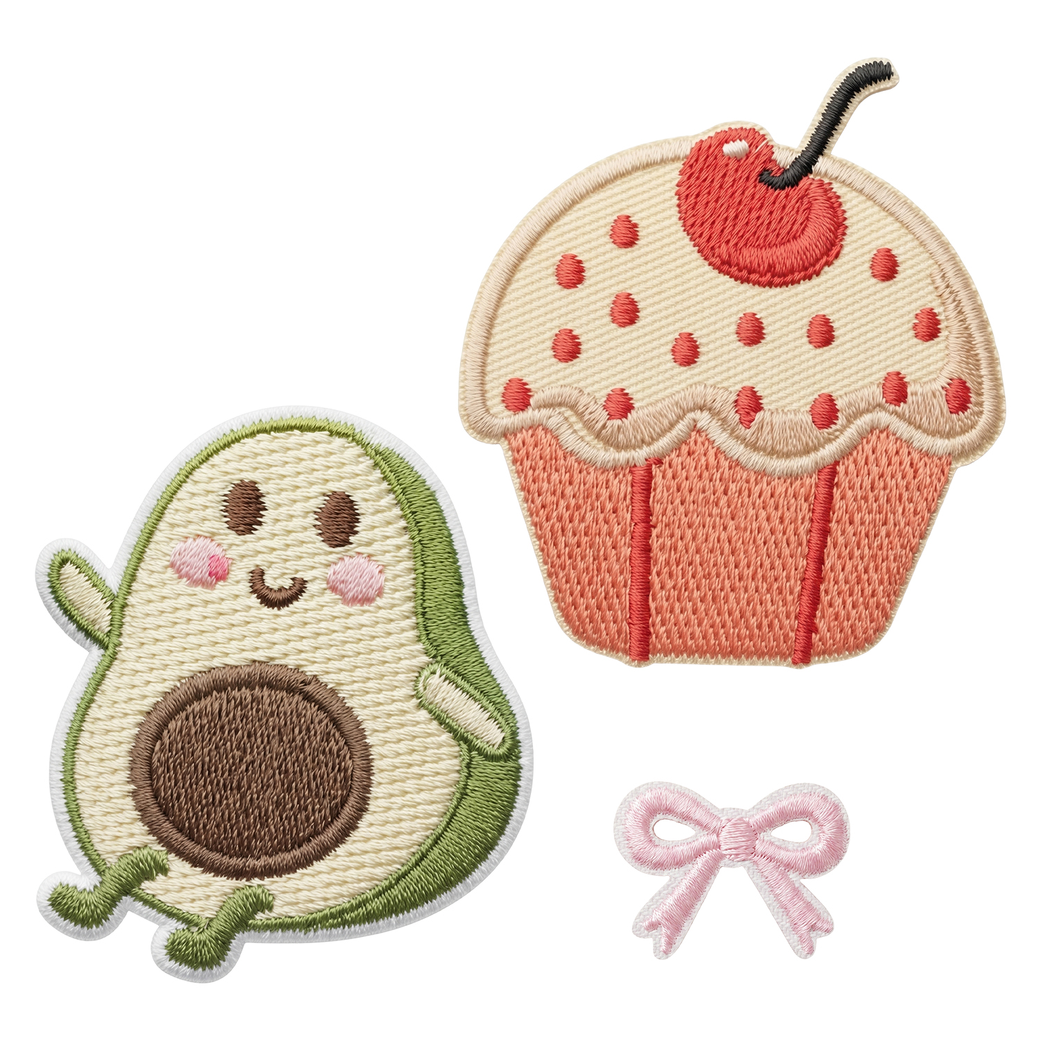 Fabric stickers avocado 3pcs set