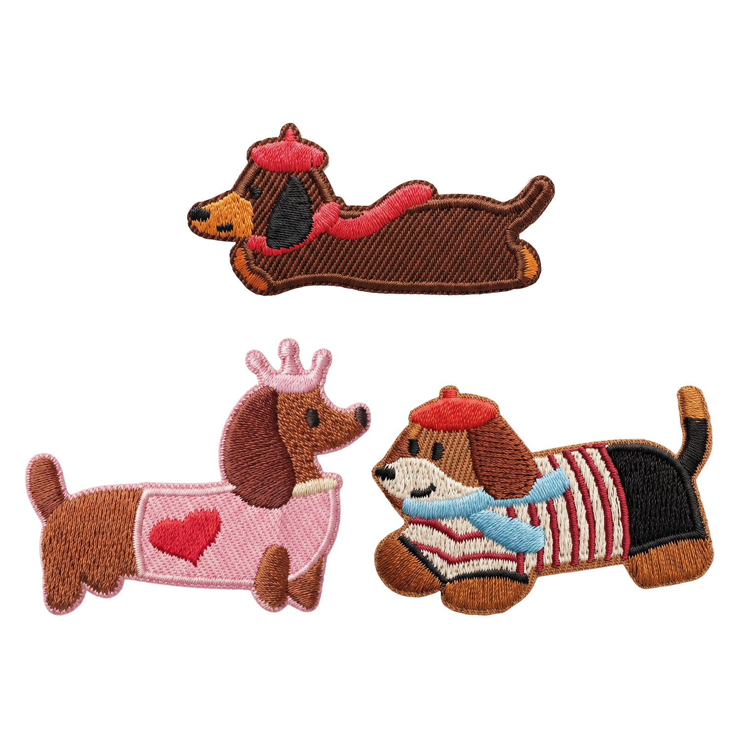 Fabric stickers dachshund 3pcs set