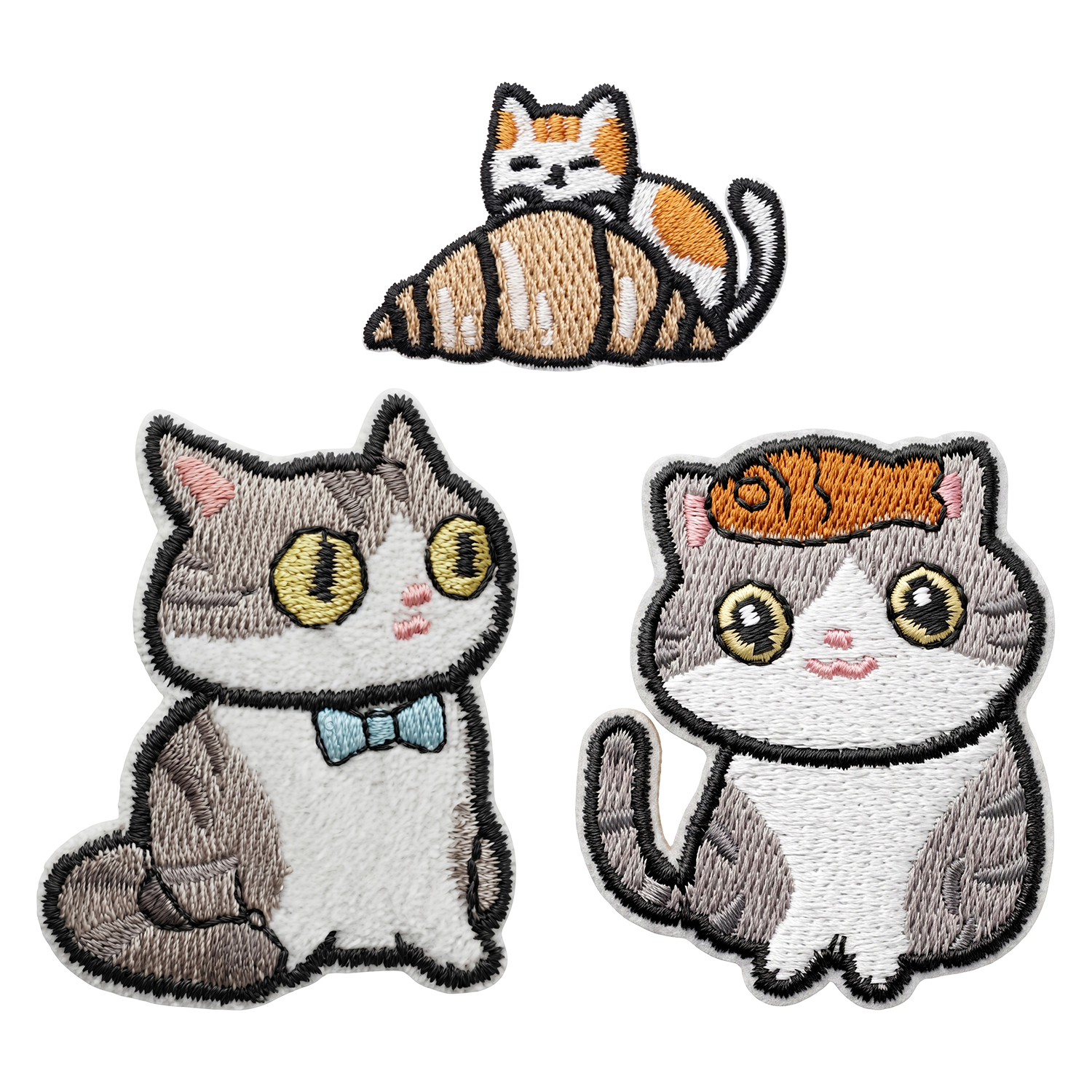 Fabric stickers cat 1 3pcs set