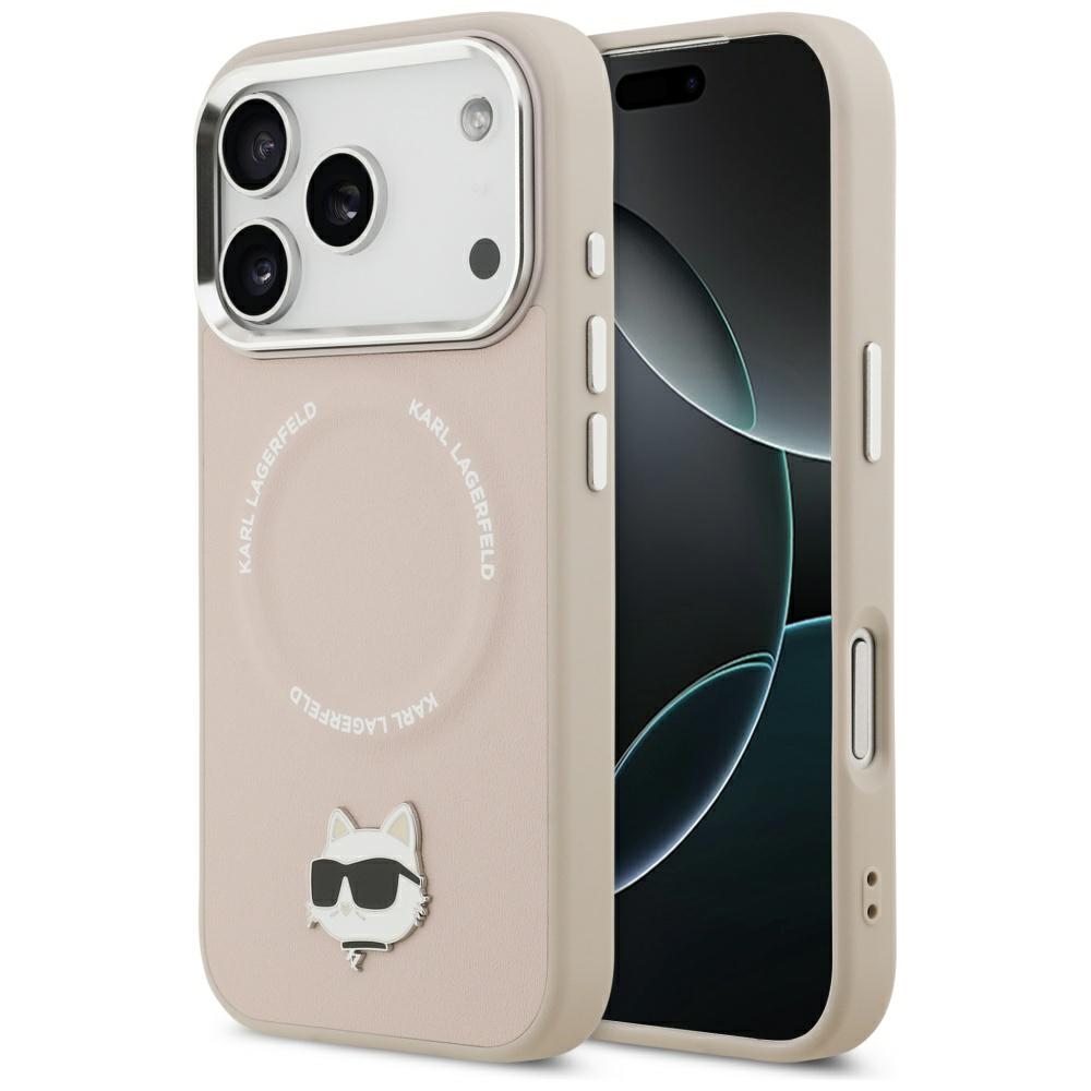 Karl Lagerfeld fodral för iPhone 17 Pro Max Choupette Pin MagSafe rosa