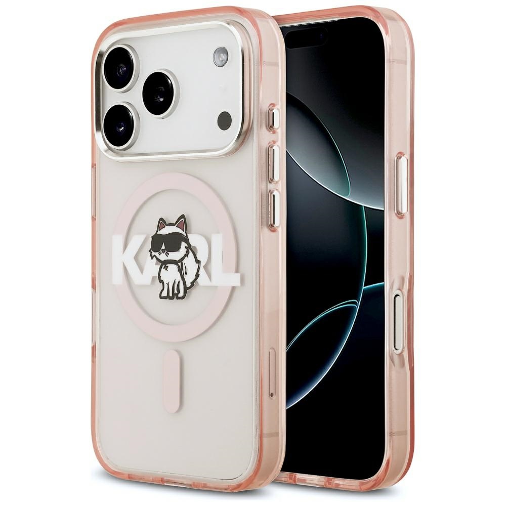 Karl Lagerfeld fodral för iPhone 17 Pro IML Choupette Sketch Logo MagSafe rosa
