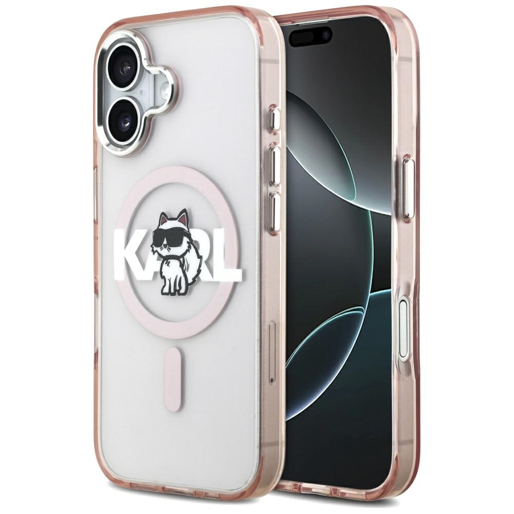 Karl Lagerfeld fodral för iPhone 17 IML Choupette Sketch Logo MagSafe rosa