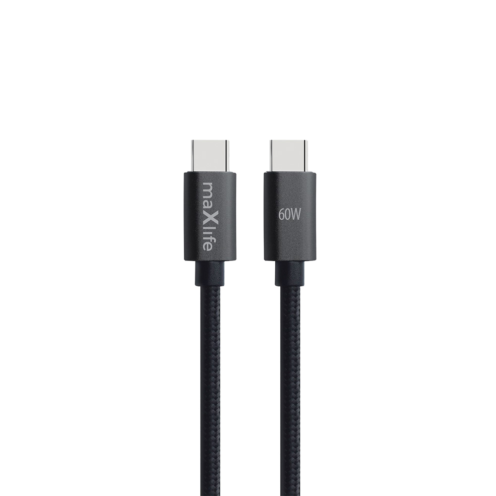 Maxlife MXUC-12 kabel USB-C - USB-C 3,0 m 60W svart