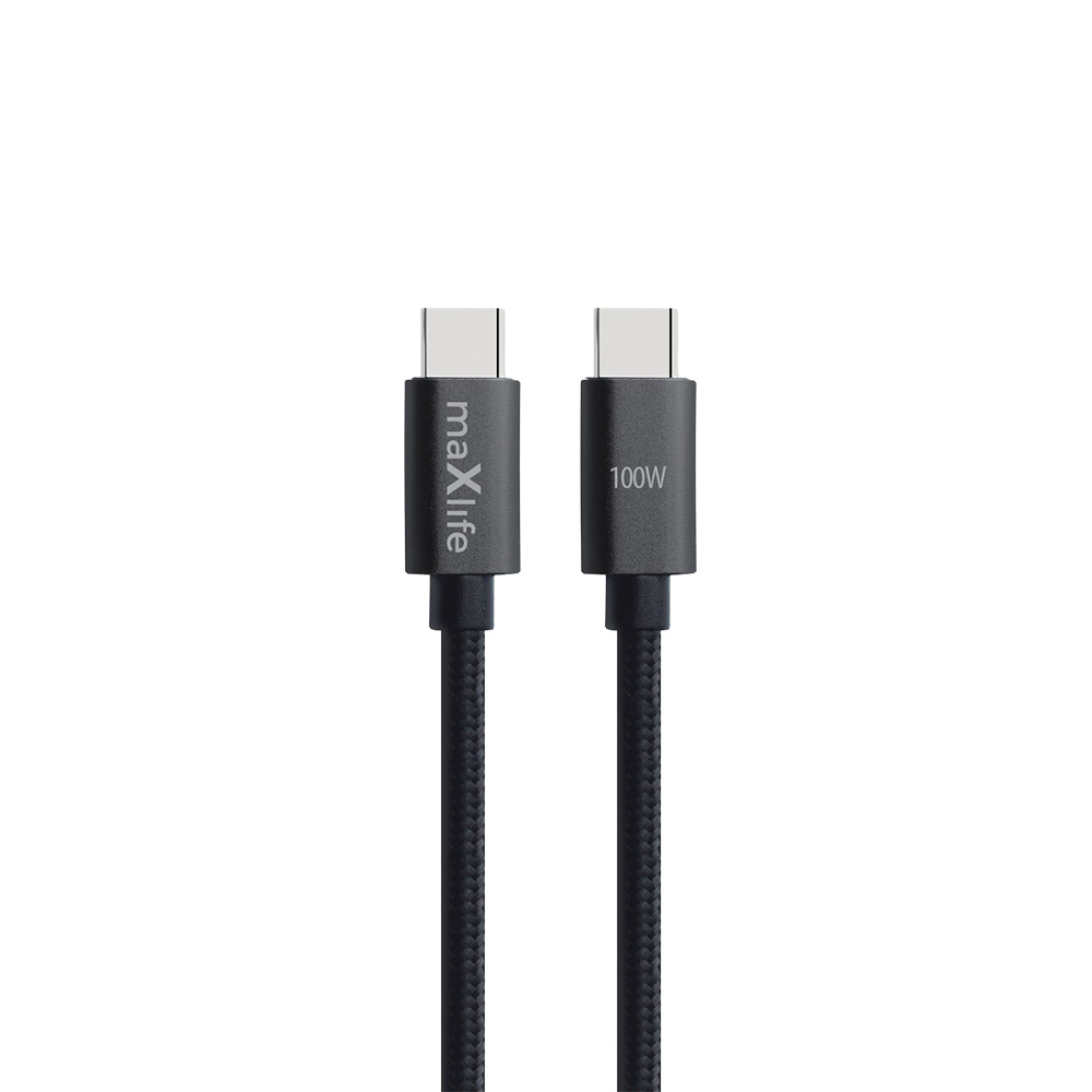 Maxlife MXUC-12 kabel USB-C - USB-C 3,0 m 100W svart