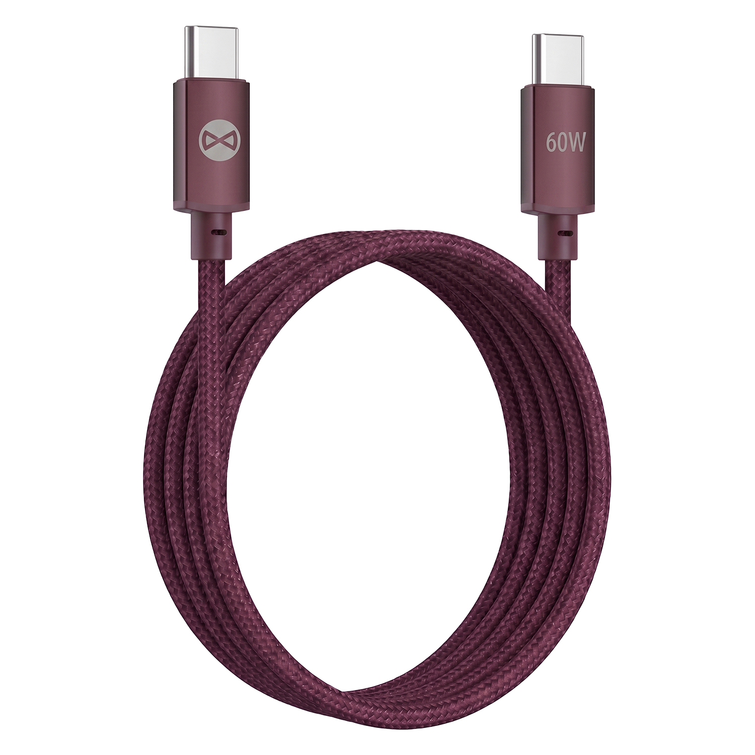 Forever Vibe kabel USB-C - USB-C 1,0 m 60W burgundy