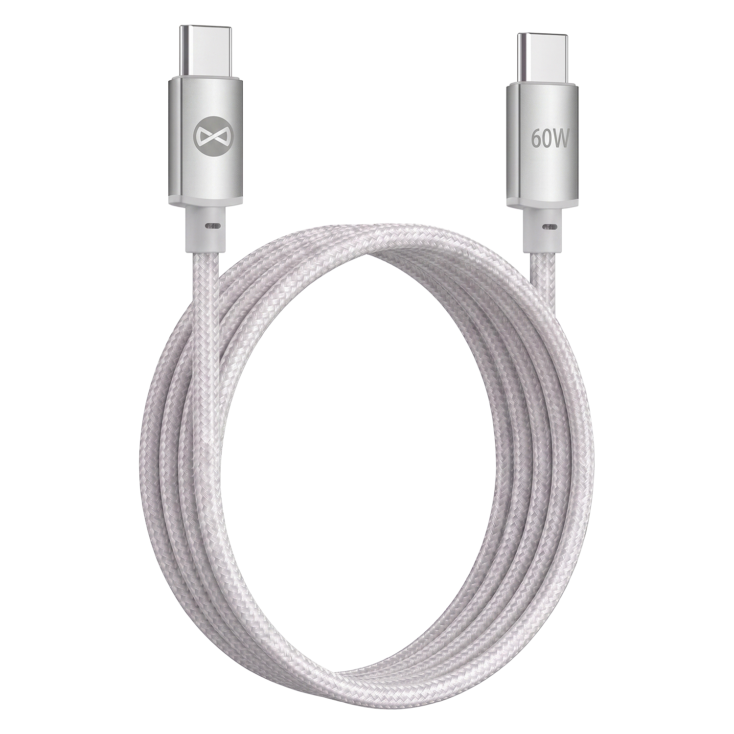 Forever Vibe kabel USB-C - USB-C 1,0 m 60W silver