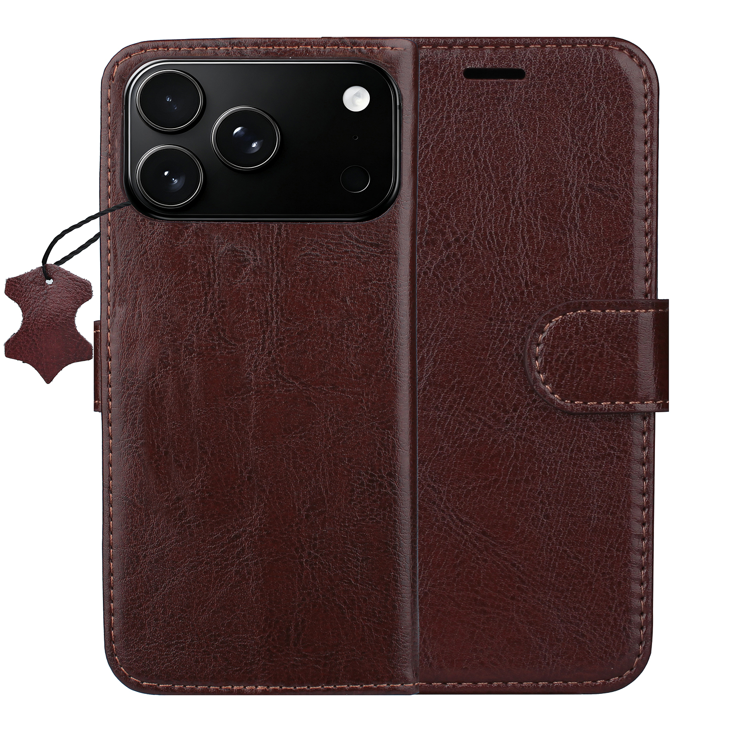 Smart Luxe leather fodral för iPhone 17 Pro Max / 18 Pro Max brun