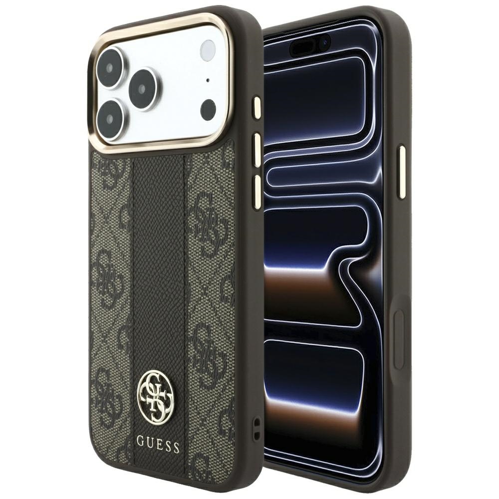 Guess 4G with Stripe Round and Classic Logos MagSafe fodral för Iphone 18 Pro Max / 17 Pro Max brun