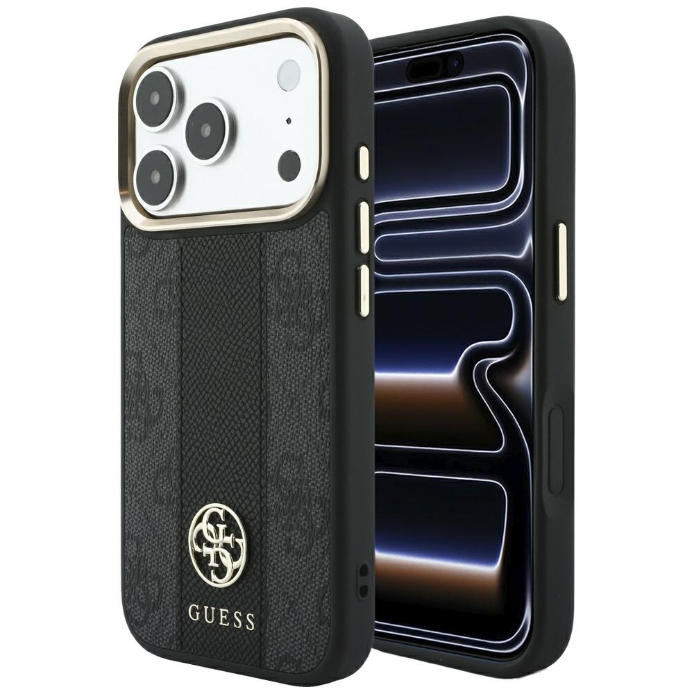 Guess 4G with Stripe Round and Classic Logos MagSafe fodral för Iphone 18 Pro Max / 17 Pro Max svart