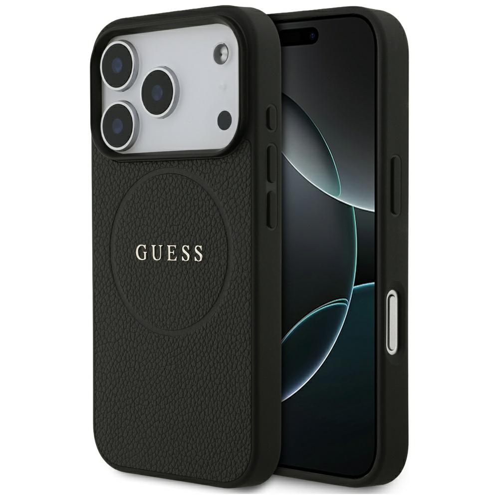 Guess Grained guld Ring MagSafe fodral för Iphone 18 Pro / 17 Pro svart