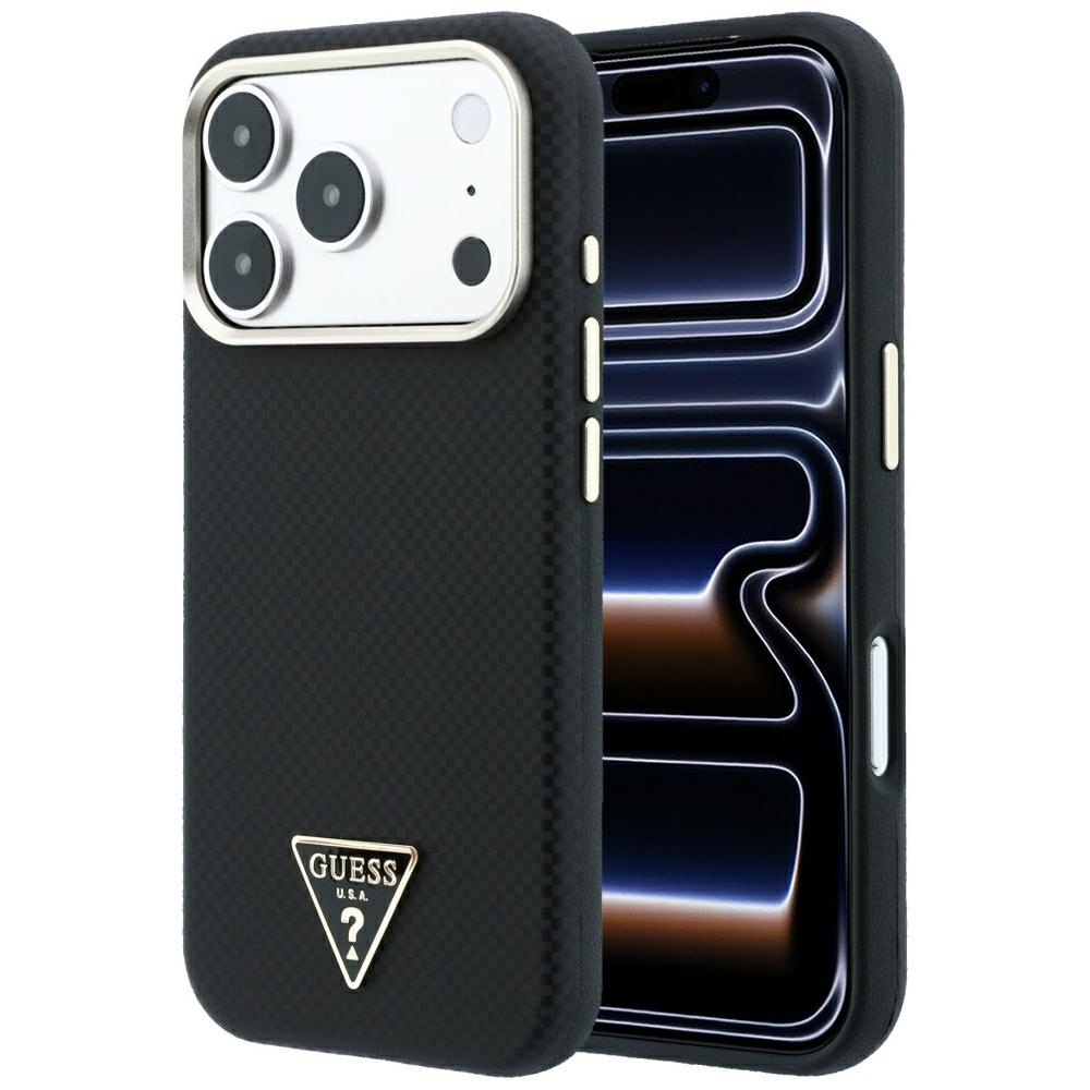 Guess Kevlar Triangle Logo MagSafe fodral för Iphone 18 Pro / 17 Pro svart