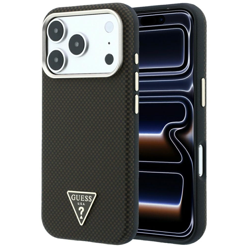 Guess Kevlar Triangle Logo MagSafe fodral för Iphone 18 Pro Max / 17 Pro Max brun