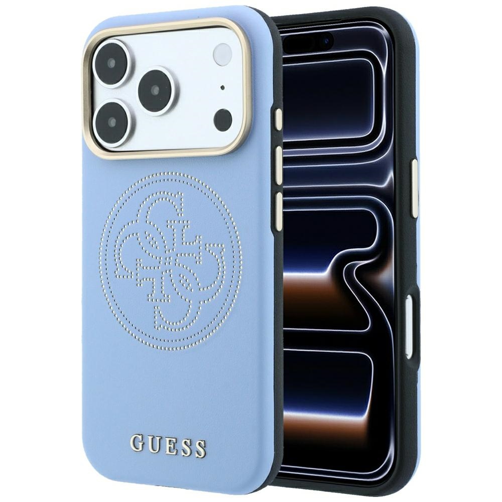 Guess Perforated 4G guld Logo Magsafe fodral för Iphone 18 Pro / 17 Pro blå