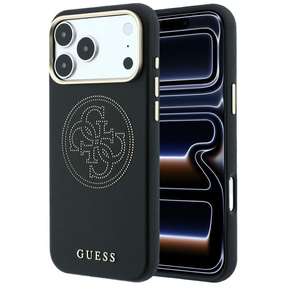Guess Perforated 4G guld Logo Magsafe fodral för Iphone 18 Pro Max / 17 Pro Max svart