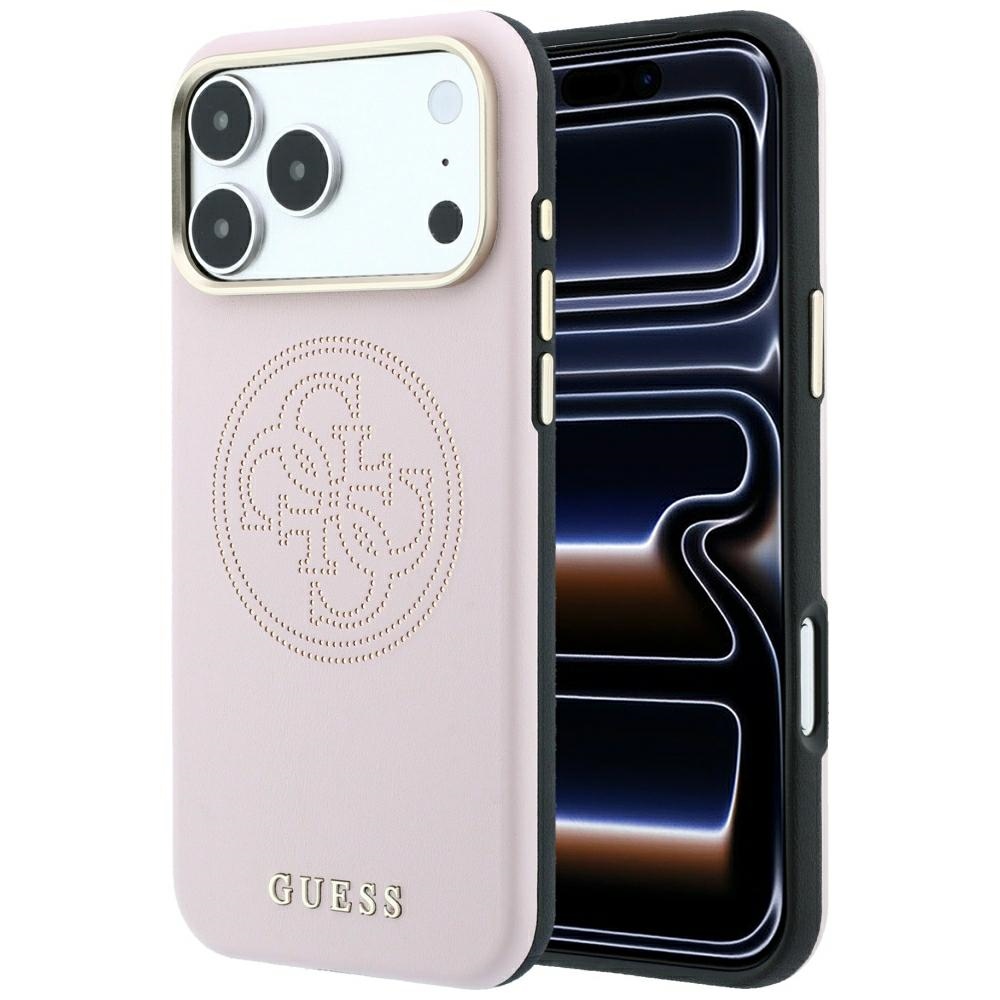 Guess Perforated 4G guld Logo Magsafe fodral för Iphone 18 Pro Max / 17 Pro Max rosa