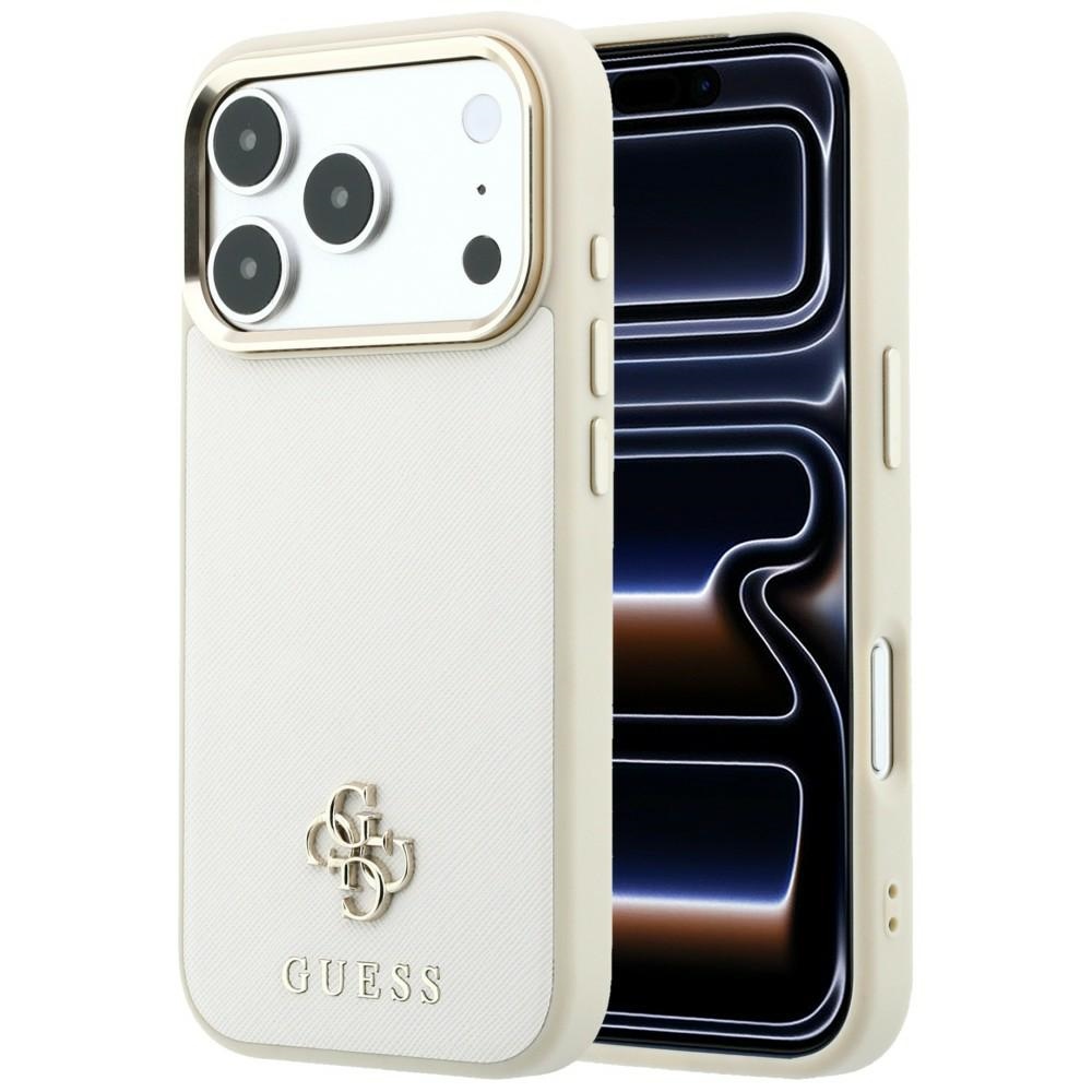 Guess Saffiano Small 4G & Classic Logo MagSafe fodral för Iphone 18 Pro Max / 17 Pro Max beige