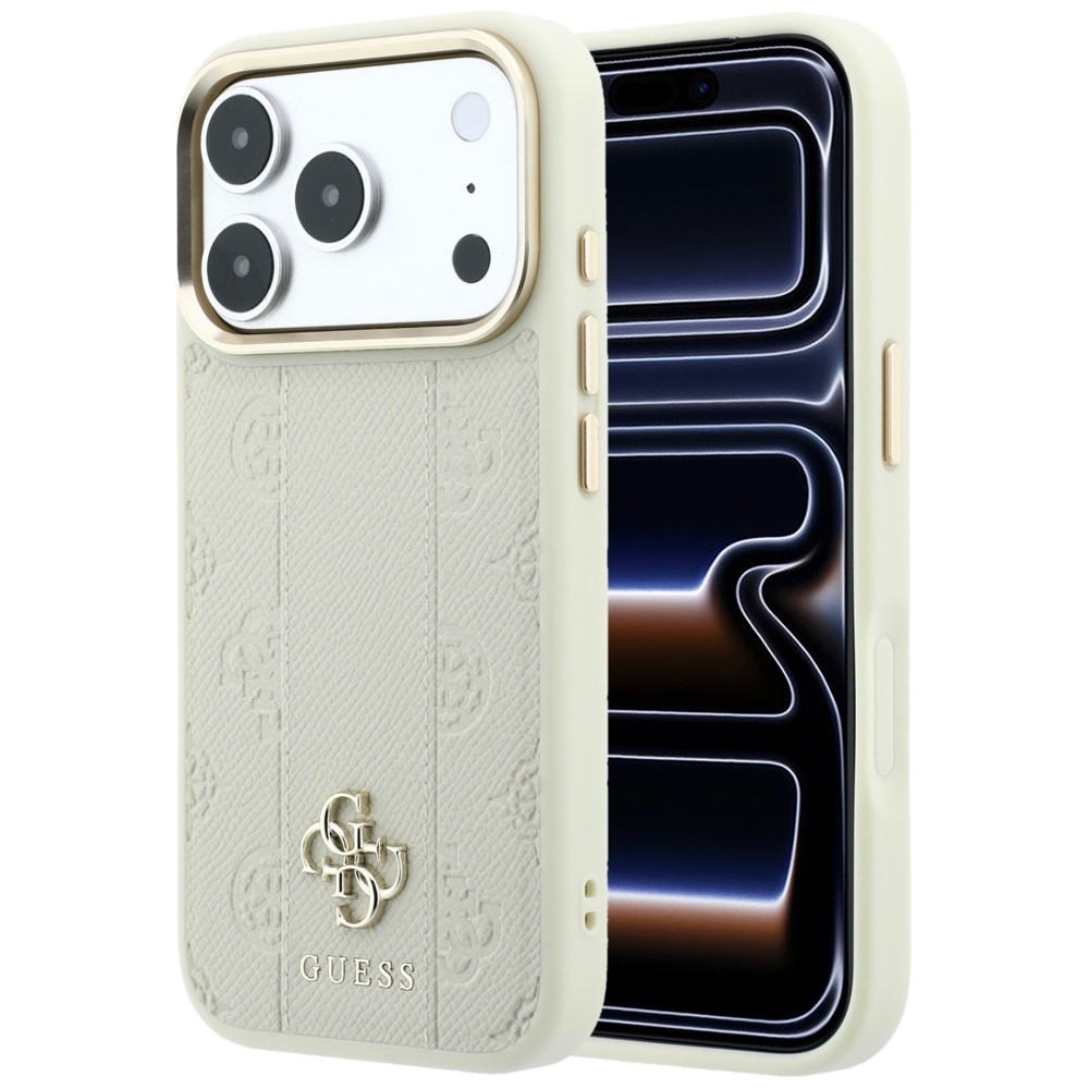 Guess Stripe Peony 4G Logo MagSafe fodral för Iphone 18 Pro / 17 Pro beige