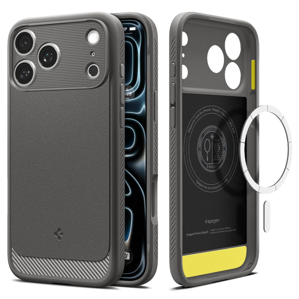 Spigen Rugged Armor MagSafe fodral för iPhone 17 Pro / 18 Pro grå