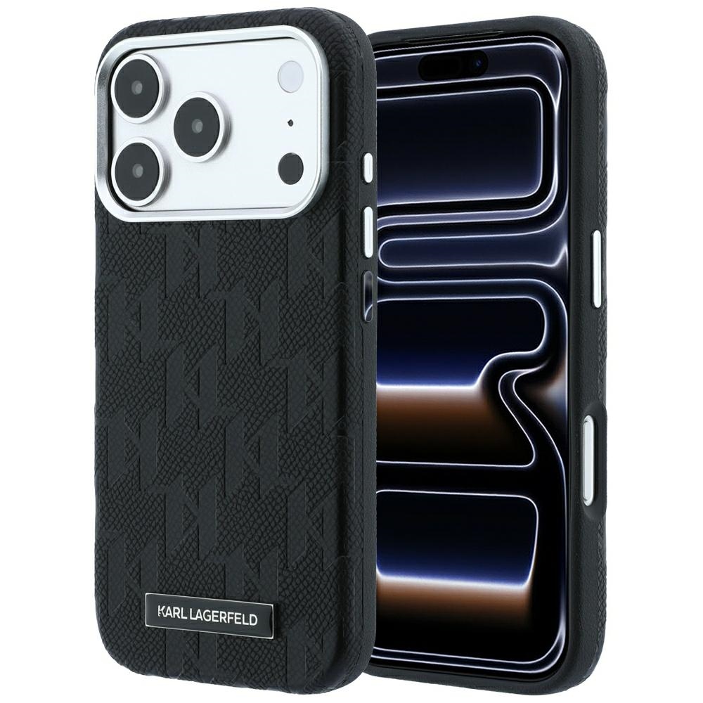 Karl Lagerfeld Grained Mono Resin Logo MagSafe fodral för iPhone 18 Pro / 17 Pro svart