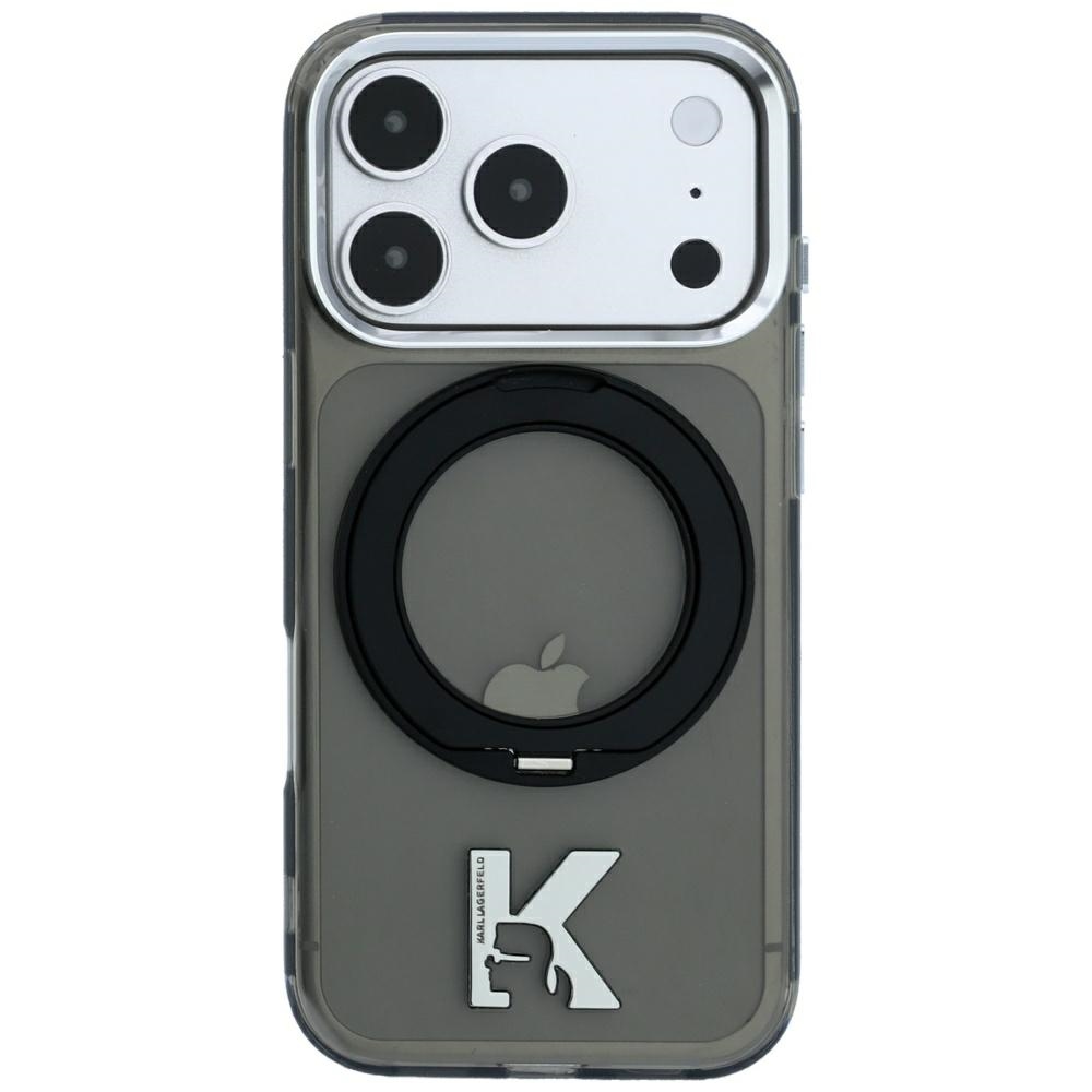 Karl Lagerfeld IML Ring ställ 360 Kameo Metal MagSafe fodral för iPhone 18 Pro / 17 Pro svart