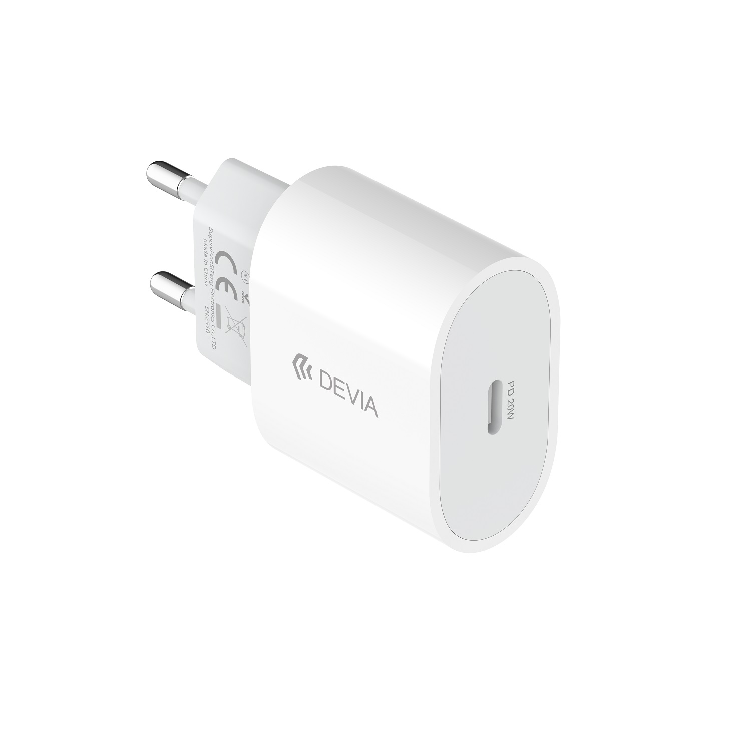 Devia wall laddare Rocket PD QC 20W 1x USB-C vit