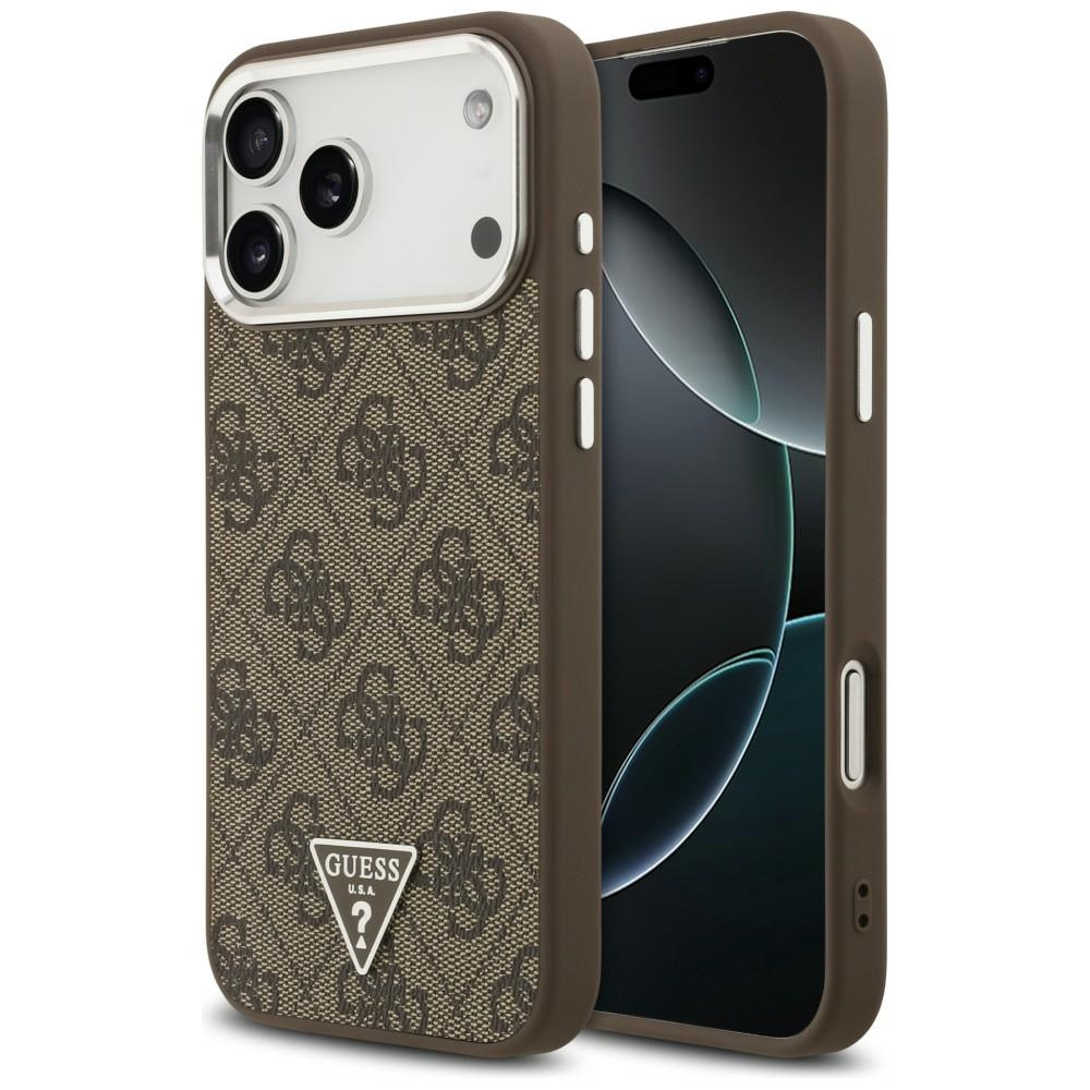 Guess 4G Triangle Logo MagSafe fodral för Iphone 18 Pro Max / 17 Pro Max brun silver