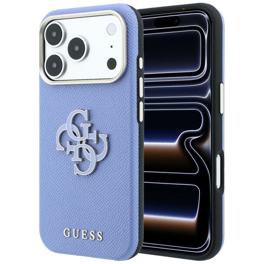 Guess Grained & Big Resin Logo fodral för Iphone 18 Pro / 17 Pro blå