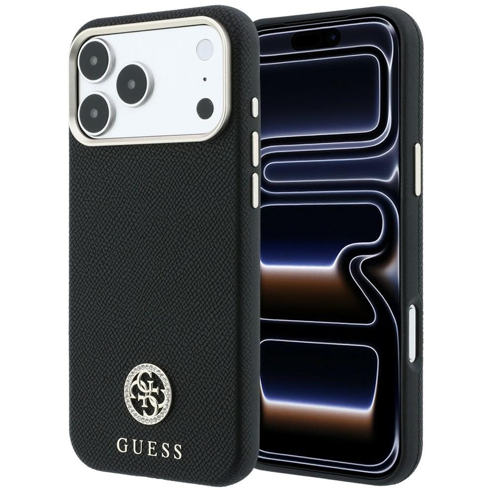Guess Grained Round Strass Logo MagSafe fodral för Iphone 18 Pro Max / 17 Pro Max svart